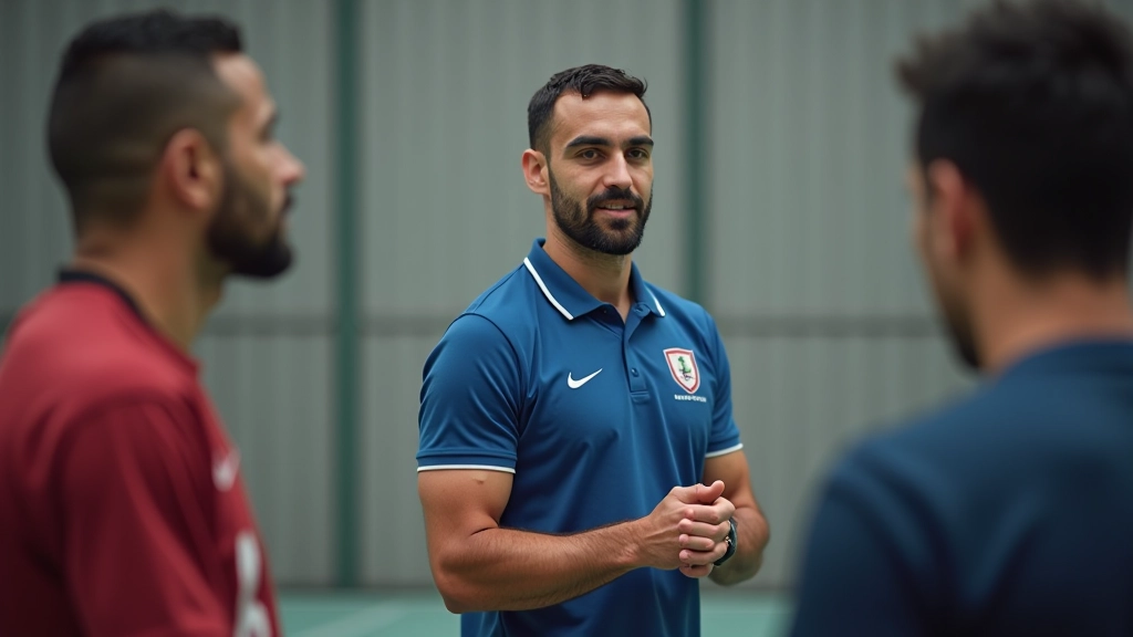 مدرب يعمل مع لاعبي كرة يد